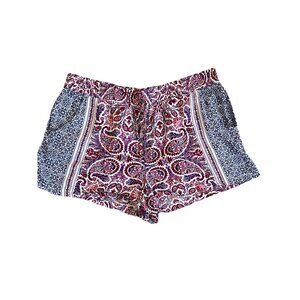BeBop Lounge Boho Floral Paisley Print Shorts Size Large
